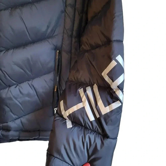 Tommy Hilfiger Womens Hooded Chevron Packable Jacket Logo Size Large L B… - Picture 9 of 14